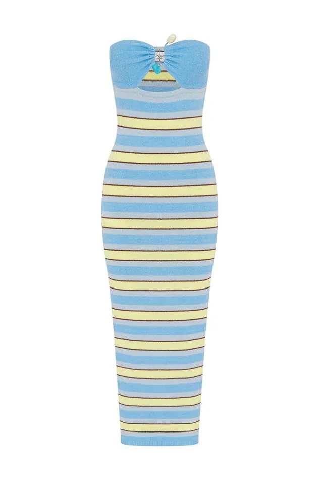 Women Midi Dresses Runaway The Label SYBIL MIDI DRESS Blue Multi