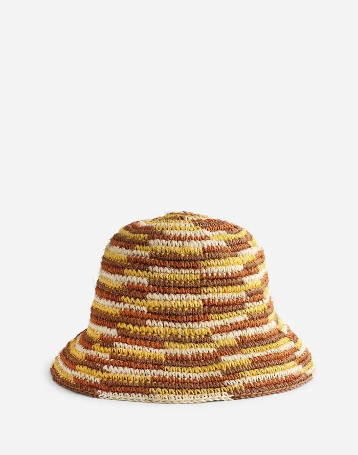 Women MINGA Crocheted Striped Bucket Hat Orange Multi Madewell Hats