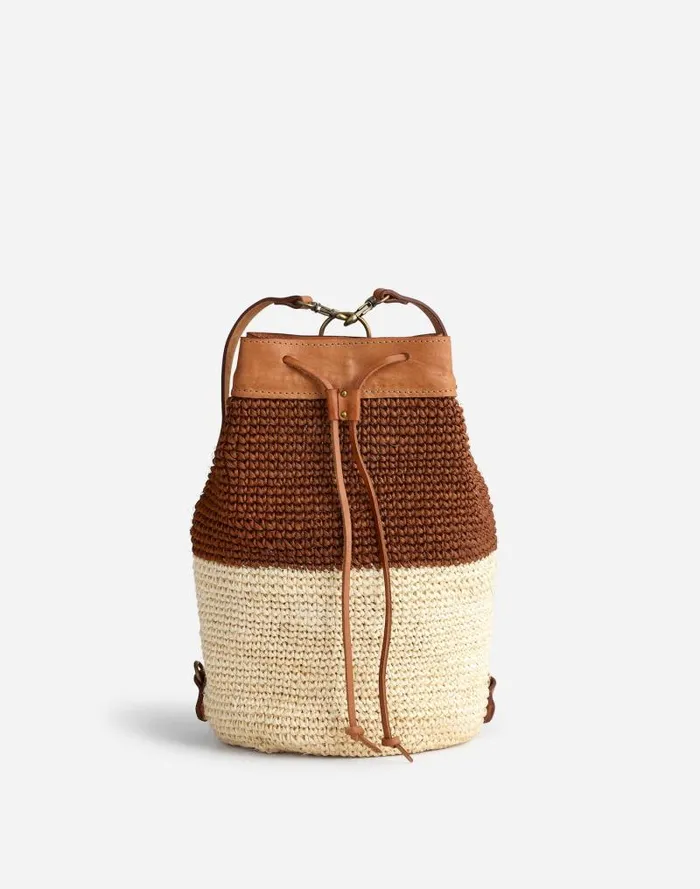 Women MINGA Crocheted Transito Backpack Brown Multi Madewell Bags