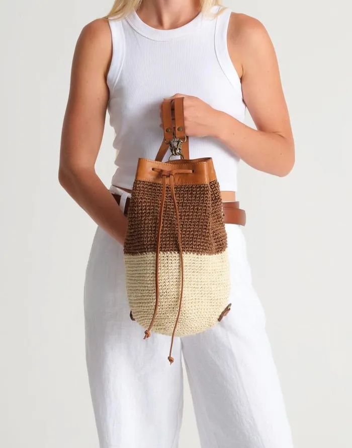 Women MINGA Crocheted Transito Backpack Brown Multi Madewell Bags