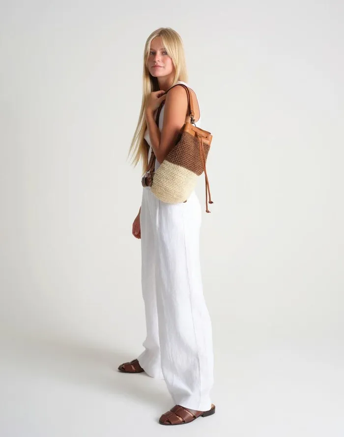 Women MINGA Crocheted Transito Backpack Brown Multi Madewell Bags