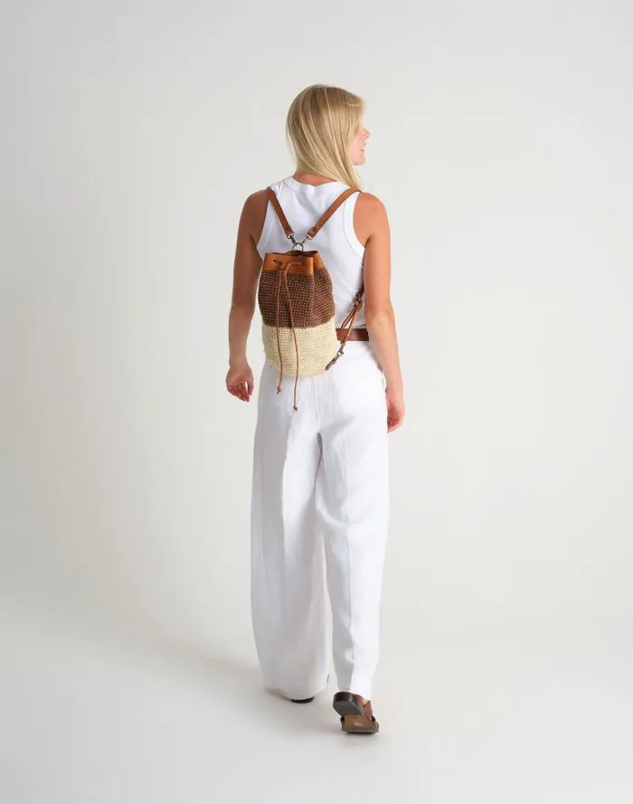 Women MINGA Crocheted Transito Backpack Brown Multi Madewell Bags