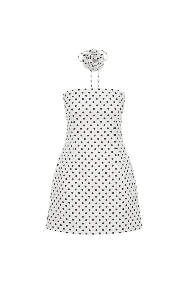 Women Mini Dresses Runaway The Label AYANNA MINI DRESS White Polka