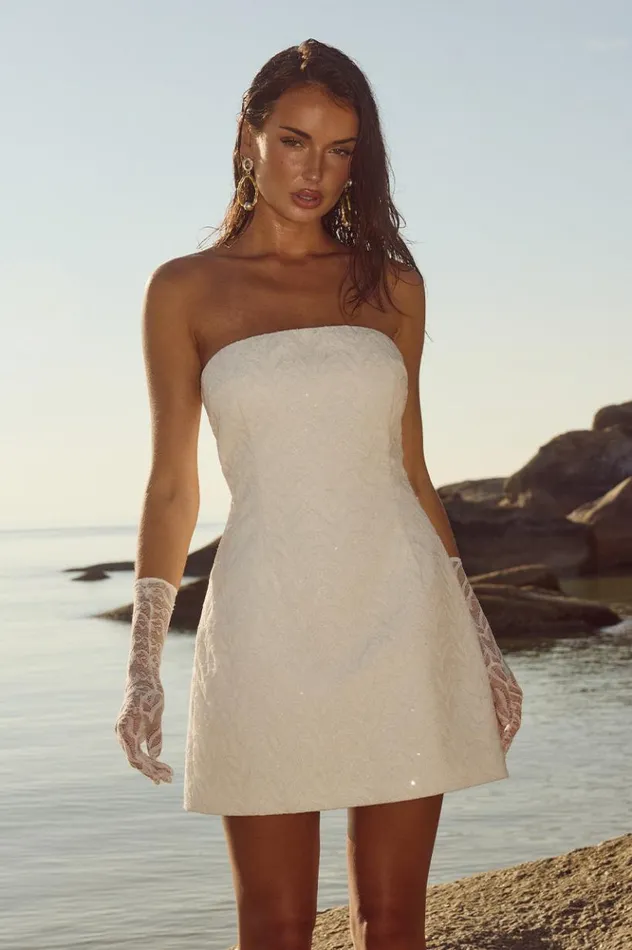 Women Mini Dresses Runaway The Label CARLETI MINI DRESS Ivory