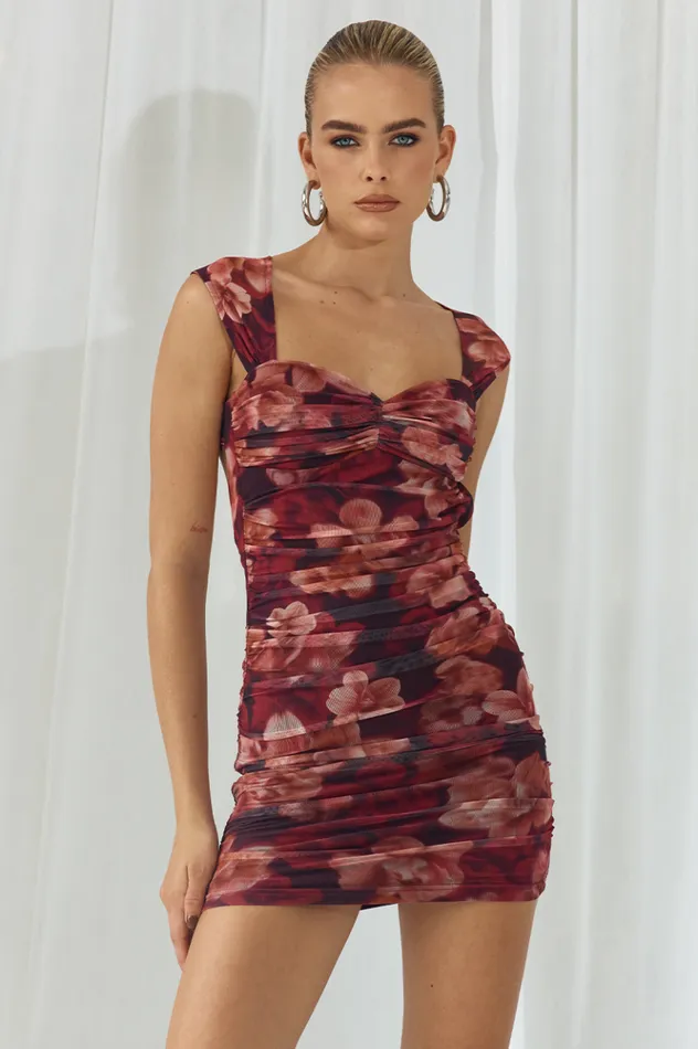 Women Mini Dresses Runaway The Label GREER MINI DRESS Wine Floral Women Mini Dresses Runaway The Label GREER MINI DRESS Wine Floral