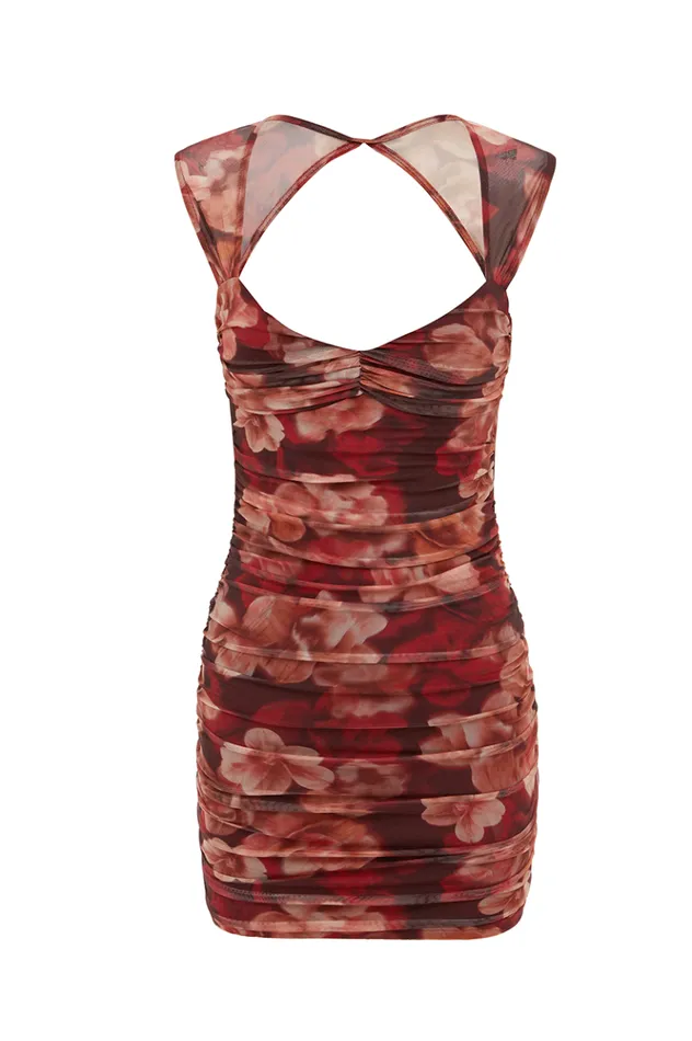 Women Mini Dresses Runaway The Label GREER MINI DRESS Wine Floral Women Mini Dresses Runaway The Label GREER MINI DRESS Wine Floral
