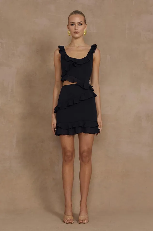 Women Mini Dresses Runaway The Label LEYLA MINI DRESS Black