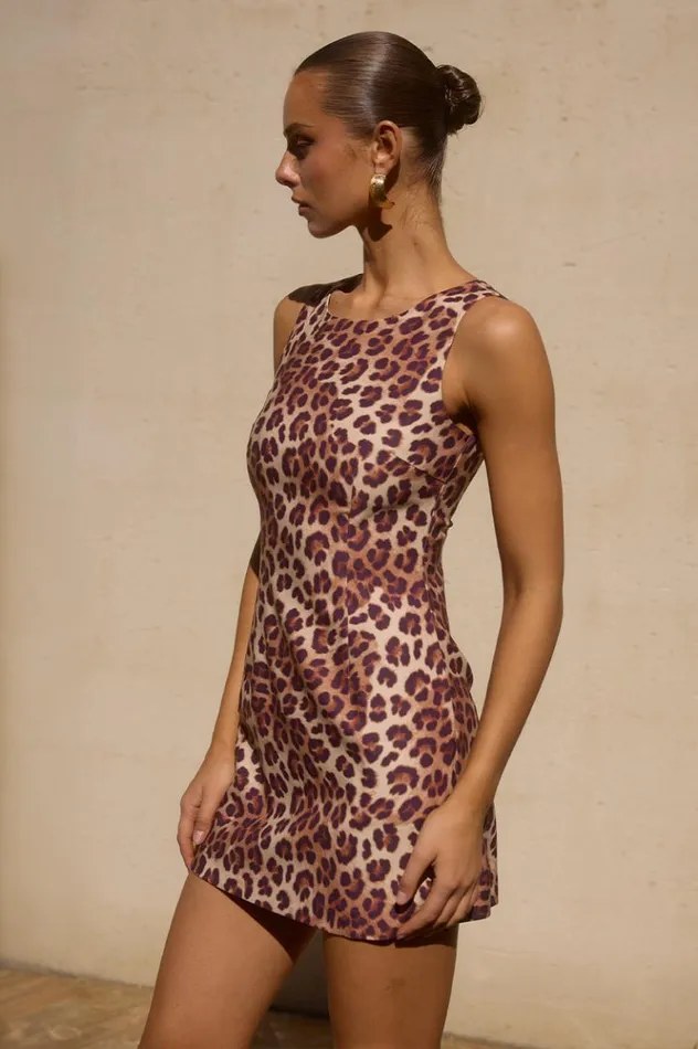 Women Mini Dresses Runaway The Label LONDON MINI DRESS Leopard