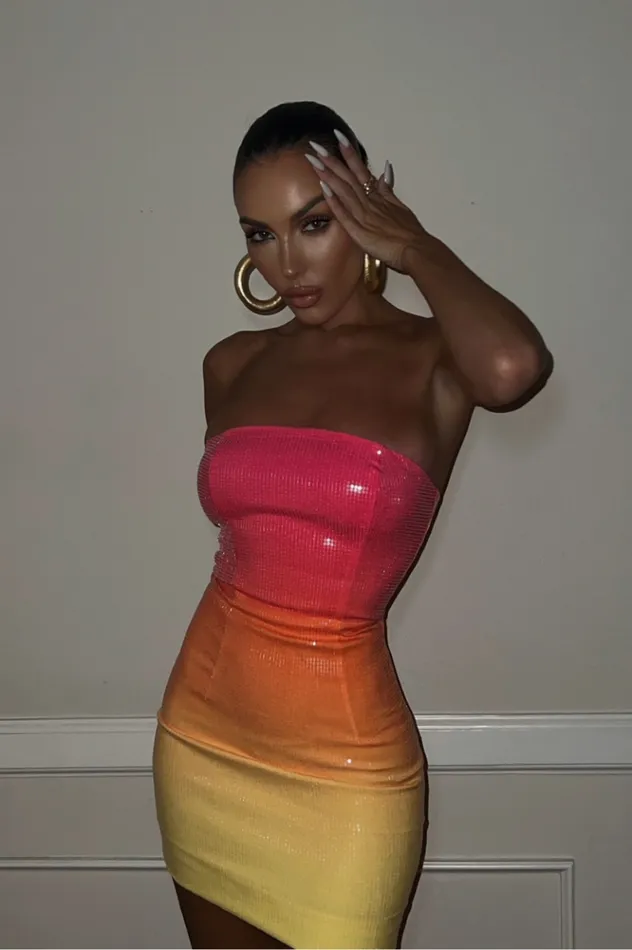 Women Mini Dresses Runaway The Label MALIBU STRAPLESS DRESS Sunrise