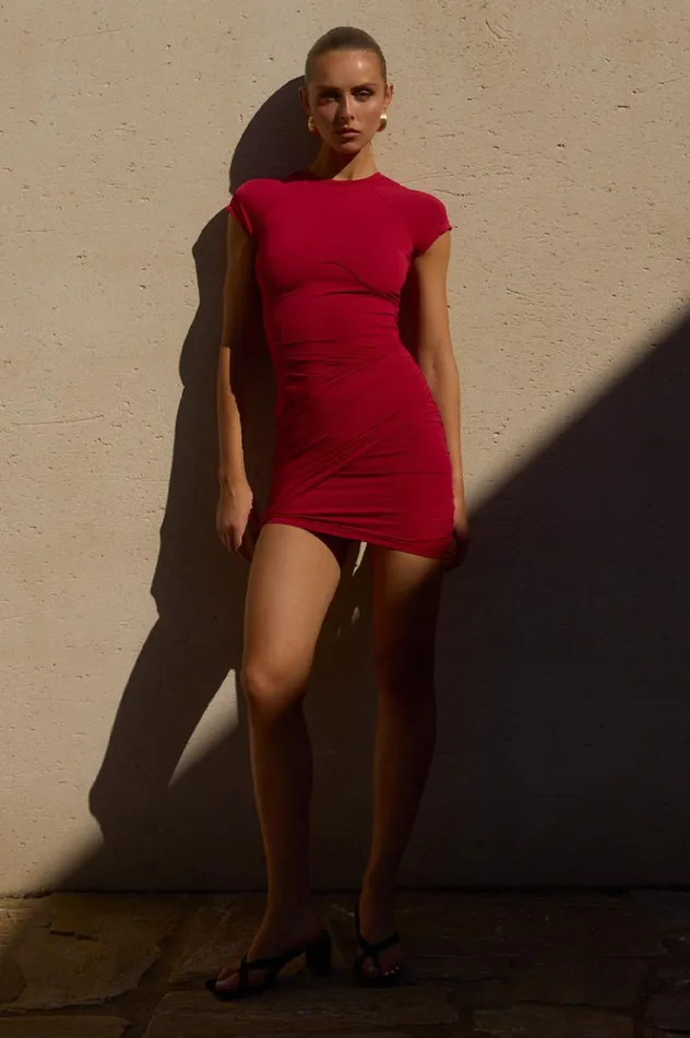 Women Mini Dresses Runaway The Label MARKINA MINI DRESS Cherry Red