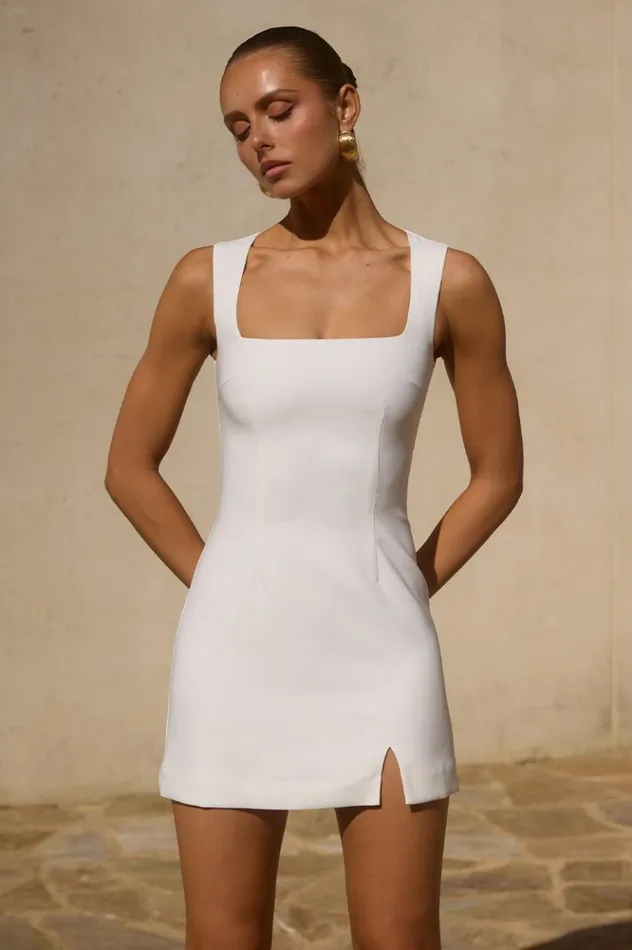 Women Mini Dresses Runaway The Label REIGN MINI DRESS White