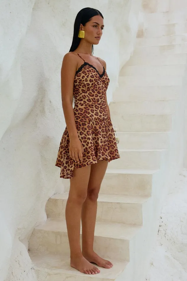 Women Mini Dresses Runaway The Label SURREY MINI DRESS Leopard Print