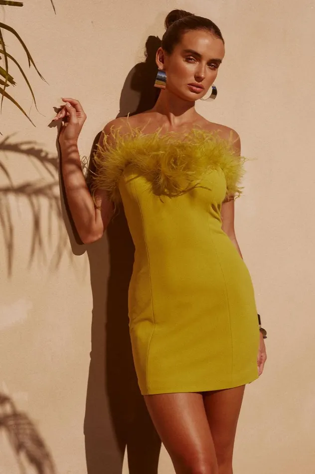 Women Mini Dresses Runaway The Label VALENTINA MINI DRESS Citrus