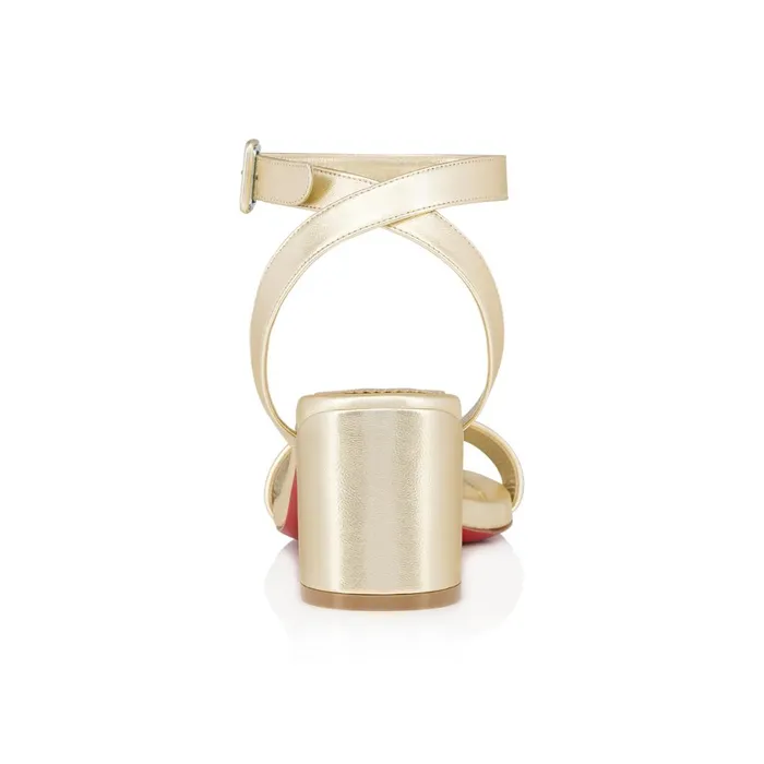 Women Miss Sabina 55 Mm Sandals 8211 Iridescent Nappa Leather 8211 Platine Gold Christian Louboutin Sandals and Slides