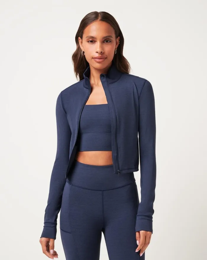 Women MOVEKNIT FULL ZIP Heather Navy Blazer TravisMathew Hoodies and Pullovers Women MOVEKNIT FULL ZIP Heather Navy Blazer TravisMathew Hoodies and Pullovers