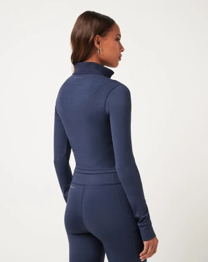 Women MOVEKNIT FULL ZIP Heather Navy Blazer TravisMathew Hoodies and Pullovers