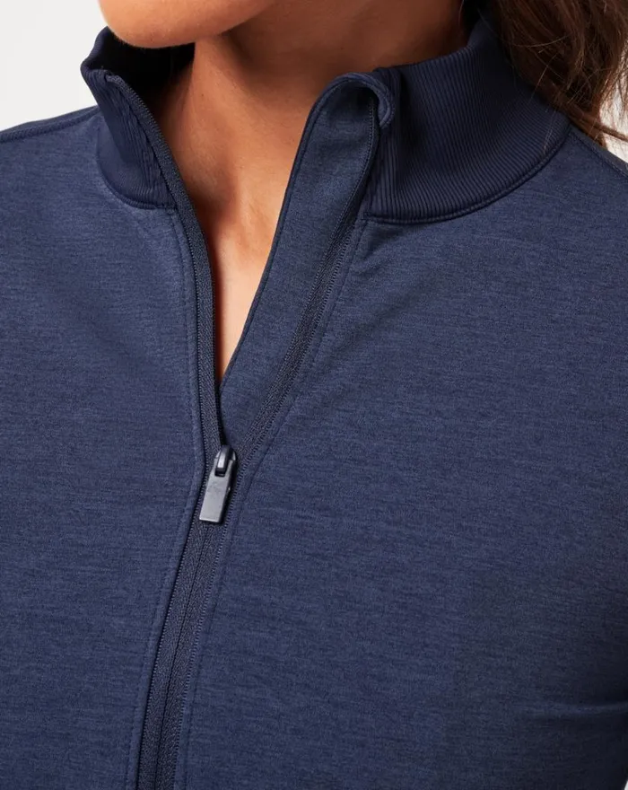 Women MOVEKNIT FULL ZIP Heather Navy Blazer TravisMathew Hoodies and Pullovers