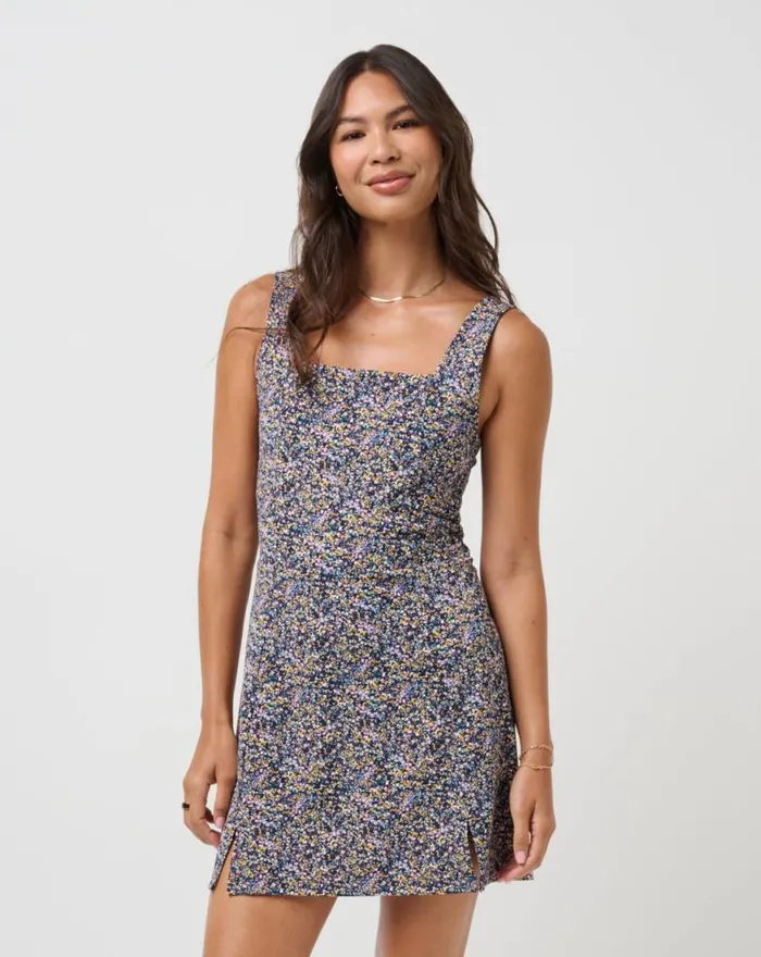 Women MOVEKNIT SLEEVELESS DRESS Cream Multi TravisMathew Dresses