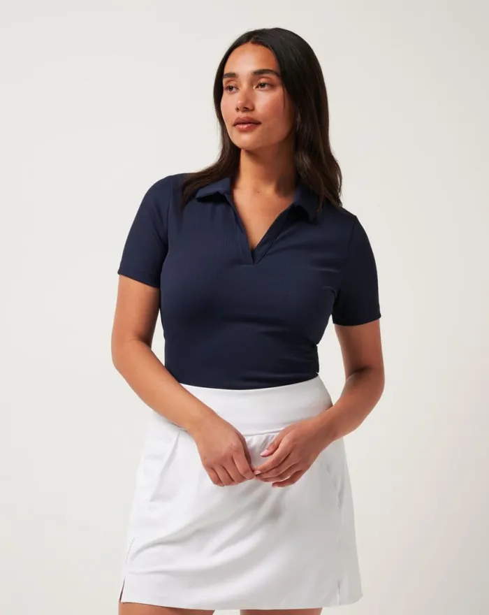 Women MOVEKNIT VNECK POLO Navy Blazer TravisMathew Polos