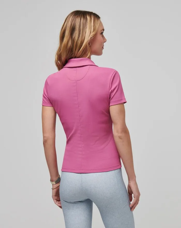 Women MOVEKNIT VNECK POLO Red Violet TravisMathew Polos