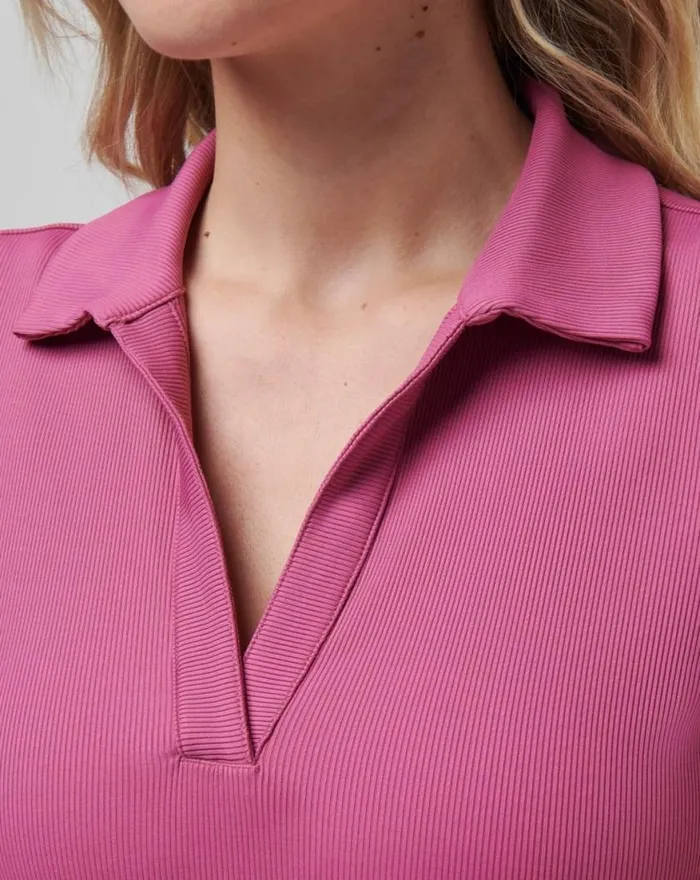 Women MOVEKNIT VNECK POLO Red Violet TravisMathew Polos