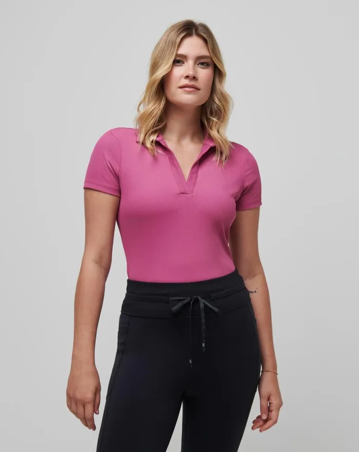 Women MOVEKNIT VNECK POLO Red Violet TravisMathew Polos