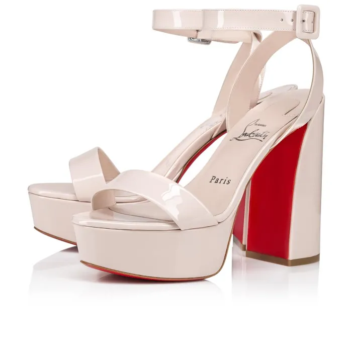 Women Movida Sabina 130 Mm Sandals 8211 Patent Calf Leather 8211 Leche Beige Christian Louboutin Platforms Women Movida Sabina 130 Mm Sandals 8211 Patent Calf Leather 8211 Leche Beige Christian Louboutin Platforms