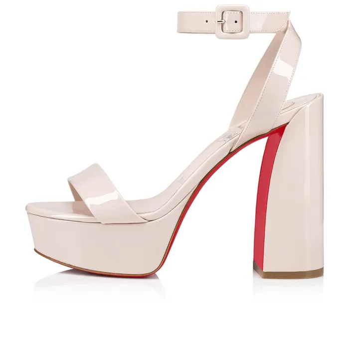 Women Movida Sabina 130 Mm Sandals 8211 Patent Calf Leather 8211 Leche Beige Christian Louboutin Platforms