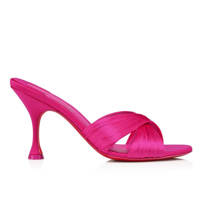 Women Nicol Is Back 85 Mm Mules 8211 Crepe Satin 8211 Bolerose Pink Christian Louboutin Sandals and Slides
