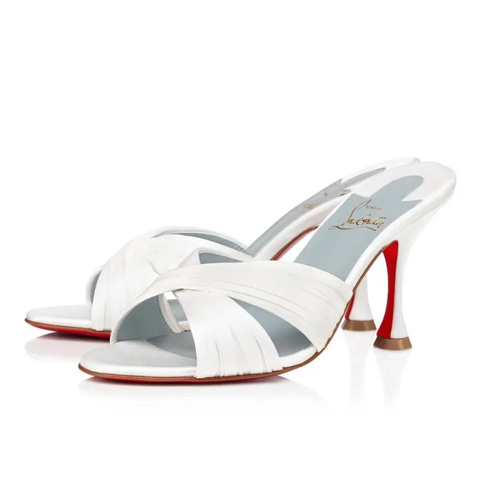 Women Nicol Is Back 85 Mm Mules 8211 Crepe Satin 8211 Off White White Christian Louboutin Mules Women Nicol Is Back 85 Mm Mules 8211 Crepe Satin 8211 Off White White Christian Louboutin Mules