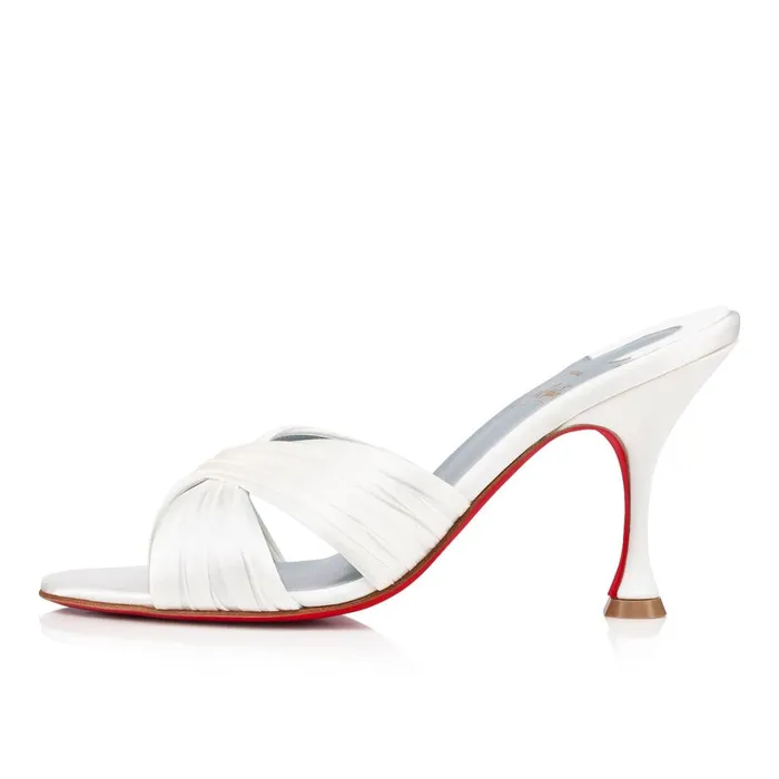Women Nicol Is Back 85 Mm Mules 8211 Crepe Satin 8211 Off White White Christian Louboutin Mules