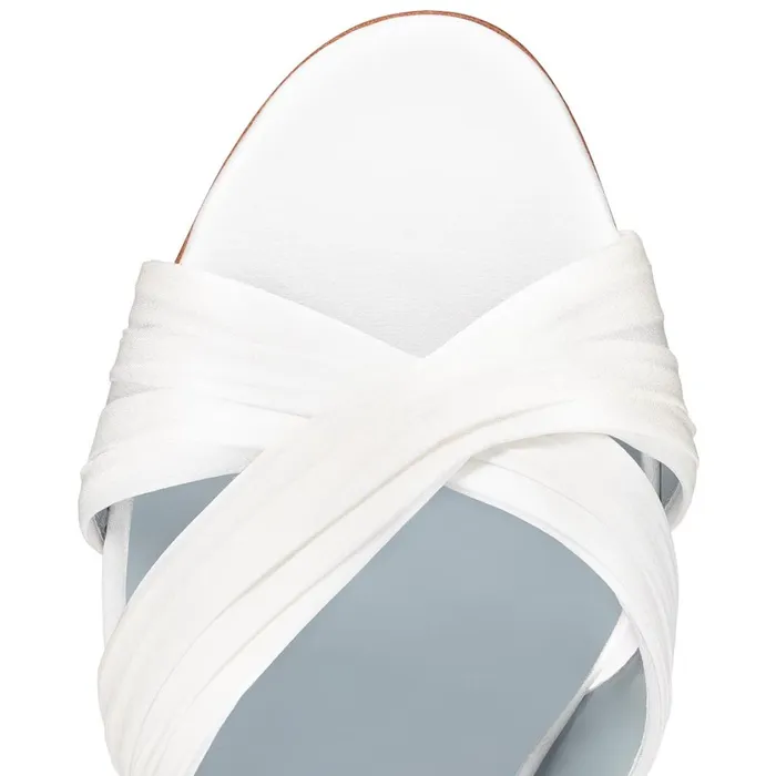 Women Nicol Is Back 85 Mm Mules 8211 Crepe Satin 8211 Off White White Christian Louboutin Mules