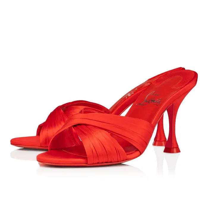 Women Nicol Is Back 85 Mm Mules 8211 Crepe Satin 8211 Ole Red Christian Louboutin Sandals and Slides Women Nicol Is Back 85 Mm Mules 8211 Crepe Satin 8211 Ole Red Christian Louboutin Sandals and Slides