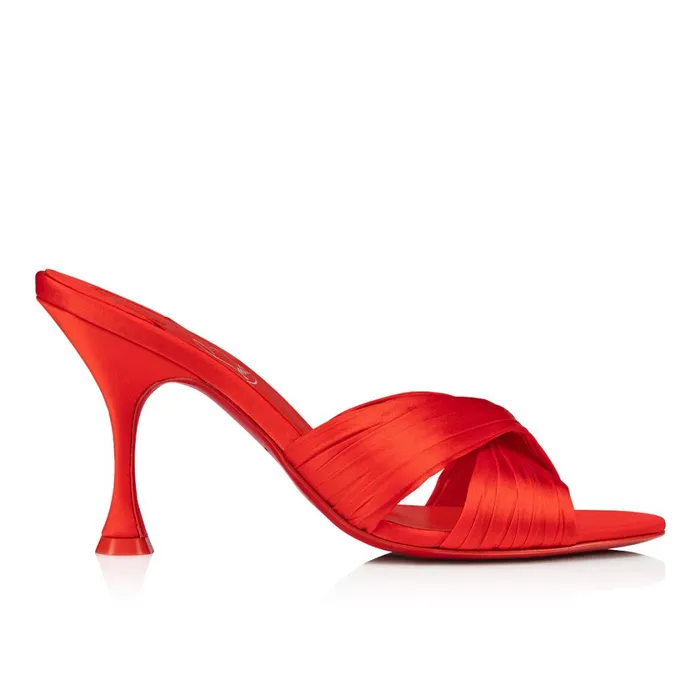 Women Nicol Is Back 85 Mm Mules 8211 Crepe Satin 8211 Ole Red Christian Louboutin Sandals and Slides