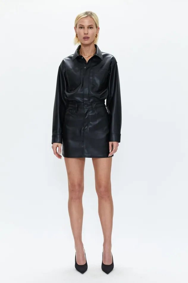 Women Nina Long Sleeve Mini Dress 8211 Slate Black Pistola Denim Dresses