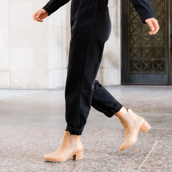 Women Nisolo Boots Ana GoTo Heeled Chelsea Boot Almond