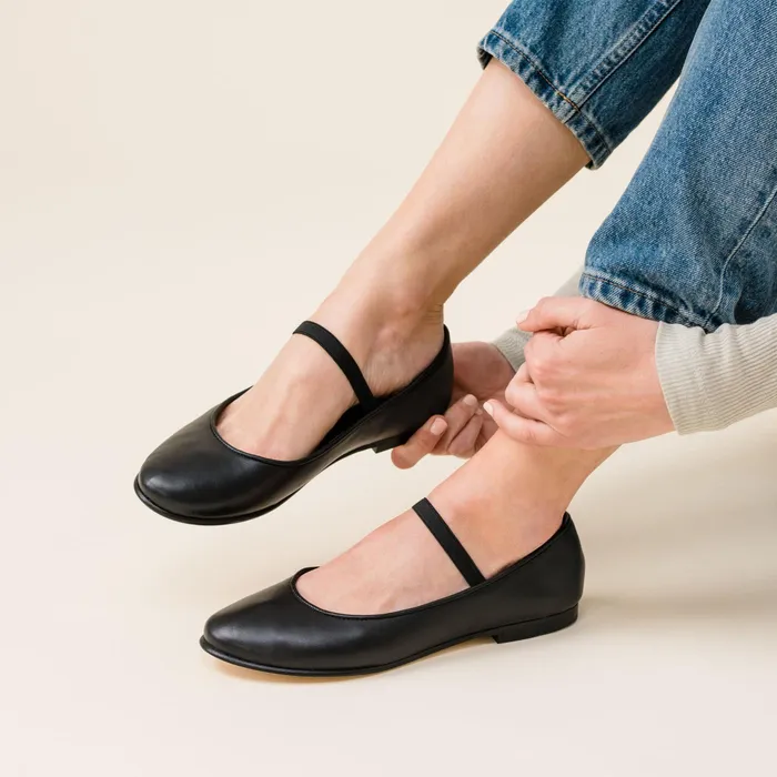 Women Nisolo Flats and Slip Ons Bea GoTo Mary Jane Black
