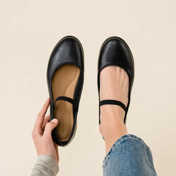 Women Nisolo Flats and Slip Ons Bea GoTo Mary Jane Black
