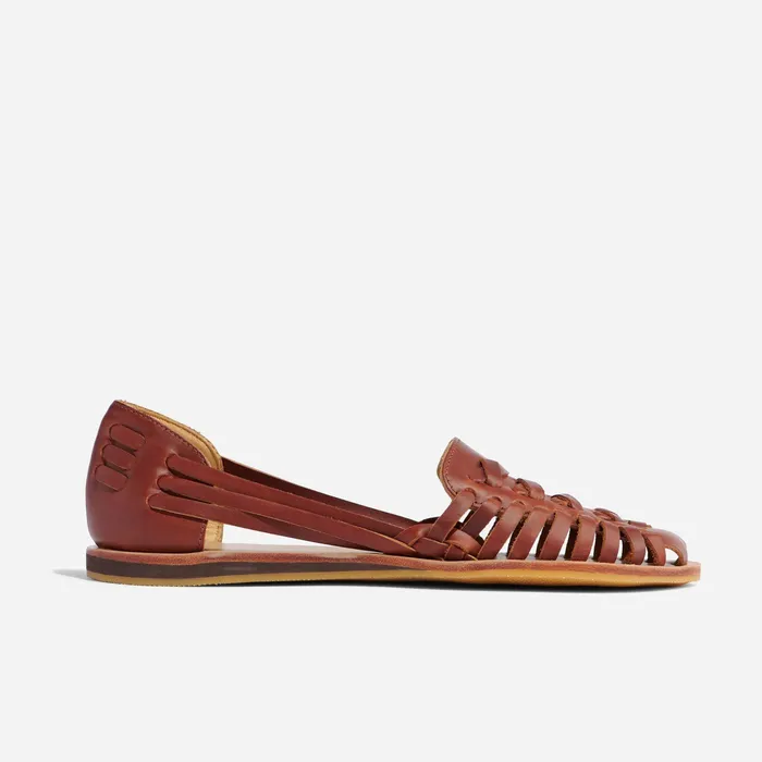 Women Nisolo Flats and Slip Ons Huarache Sandal Brandy