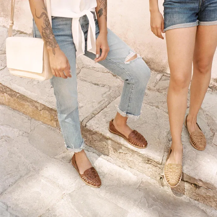 Women Nisolo Flats and Slip Ons Huarache Sandal Brandy