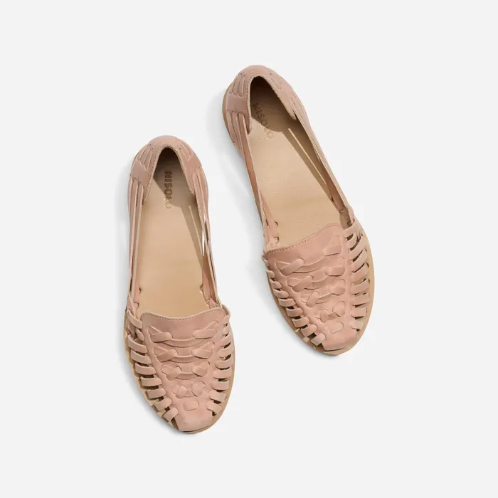 Women Nisolo Flats and Slip Ons Huarache Sandal Desert Rose