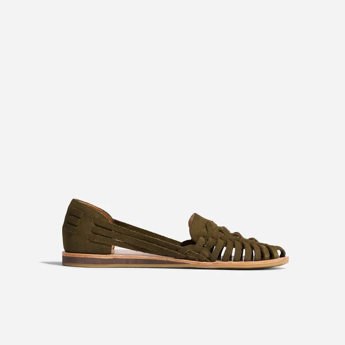 Women Nisolo Flats and Slip Ons Huarache Sandal Forest Green