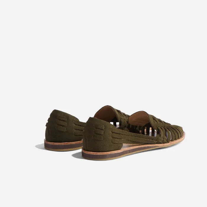 Women Nisolo Flats and Slip Ons Huarache Sandal Forest Green