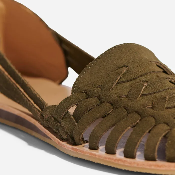 Women Nisolo Flats and Slip Ons Huarache Sandal Forest Green