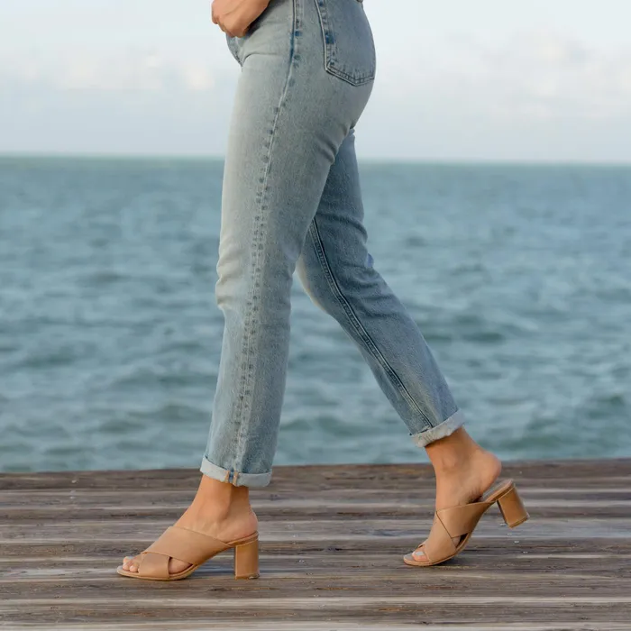 Women Nisolo Heels Carina Cross Strap Mule Almond