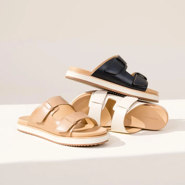 Women Nisolo Sandals Ella Flatform Slide Bone