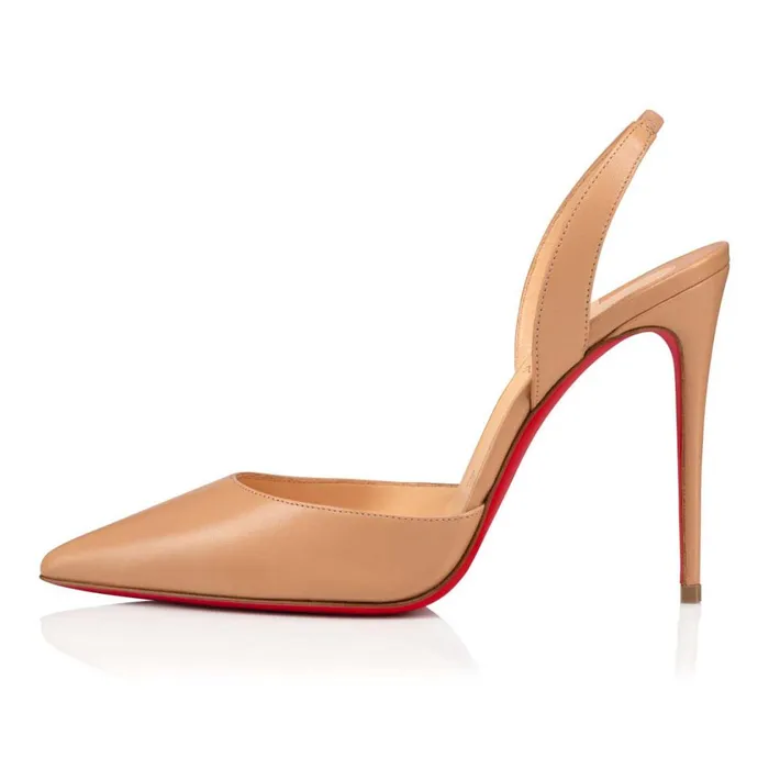 Women O Kate Sling 100 Mm Pumps 8211 Leather 8211 Nude Nude Christian Louboutin Pumps