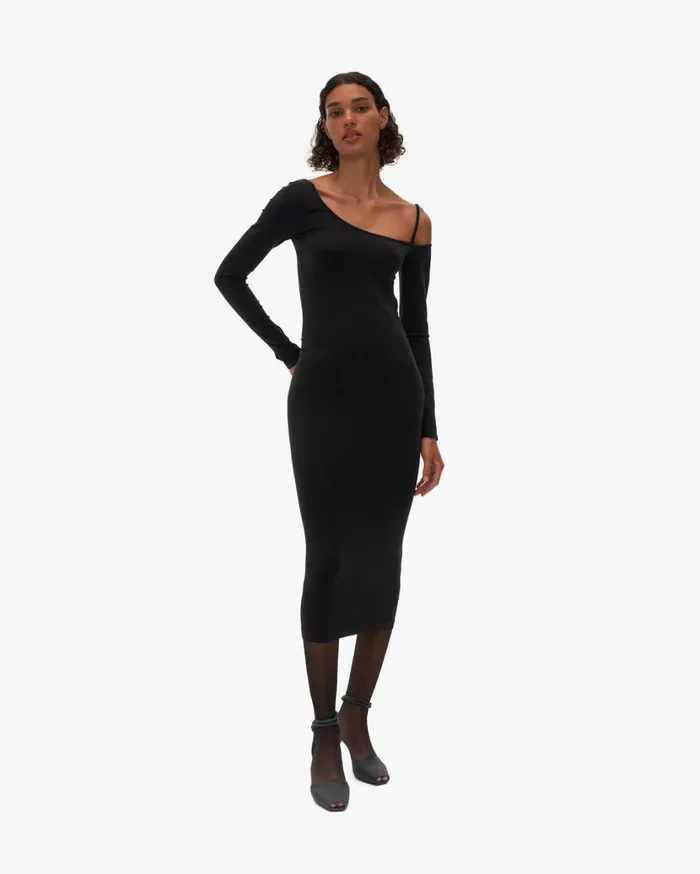 Women One Shoulder Dress Black Helmut Lang Dresses