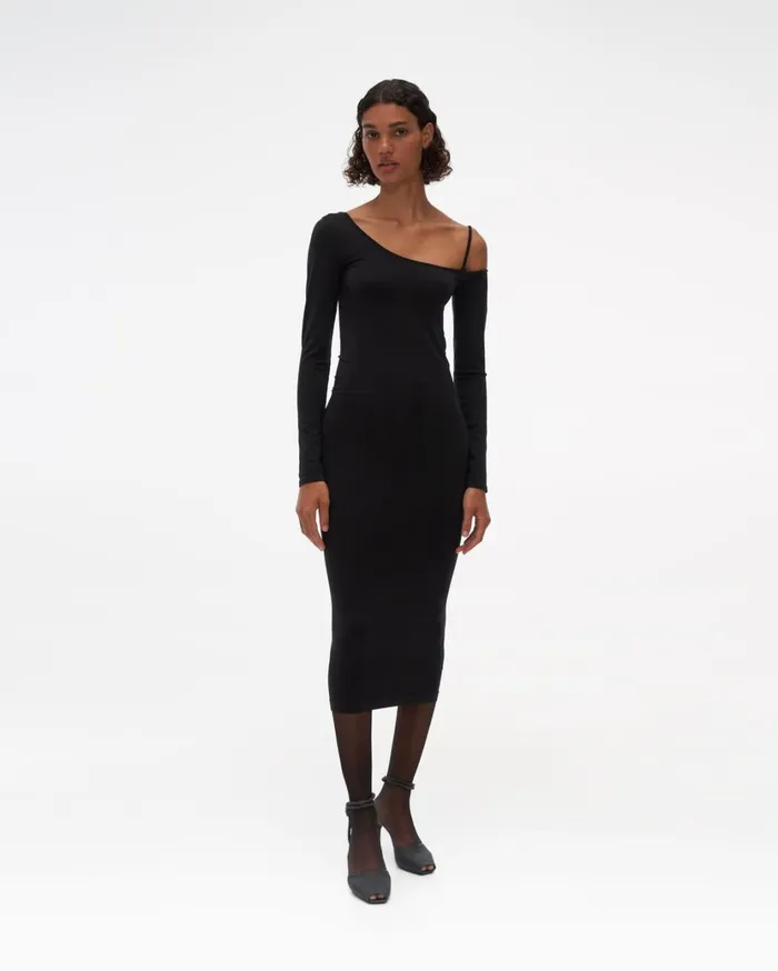 Women One Shoulder Dress Black Helmut Lang Dresses