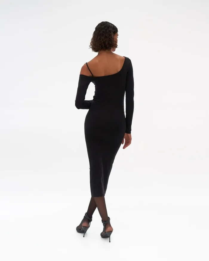 Women One Shoulder Dress Black Helmut Lang Dresses